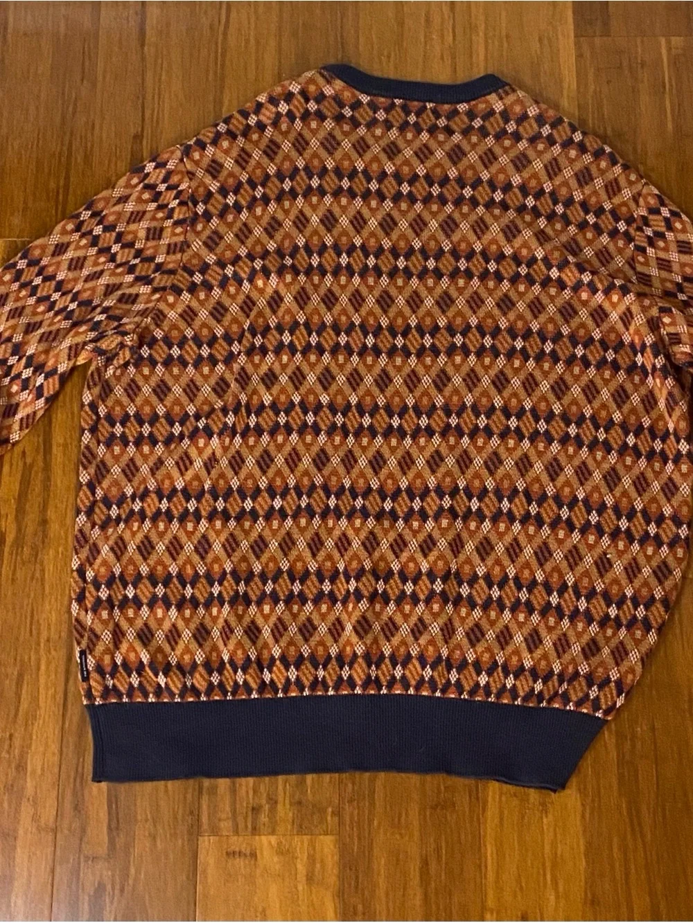 Ben Sherman Brown & Navy Argyle Crewneck Sweater